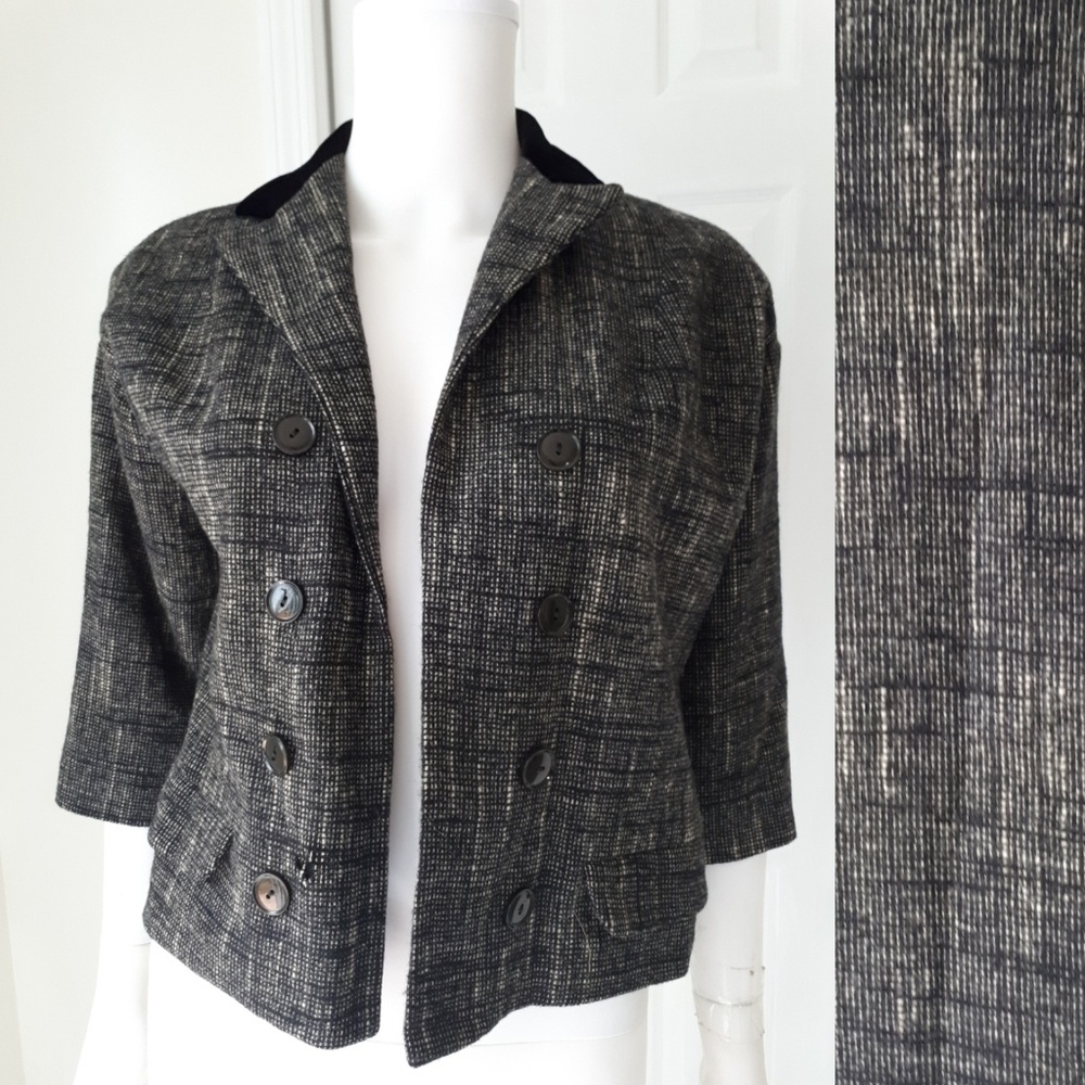 Vintage 1950s Wool Tweed Cropped Swing Jacket